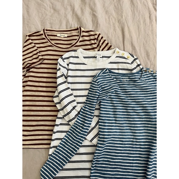 J. Crew Tops - 3 striped MADEWELL & JCREW t-shirts brown & blue Sz S ⚓️